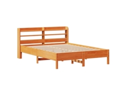 Cama Sin Colchón Madera Maciza De Pino Marrón Cera 140x190 Cm