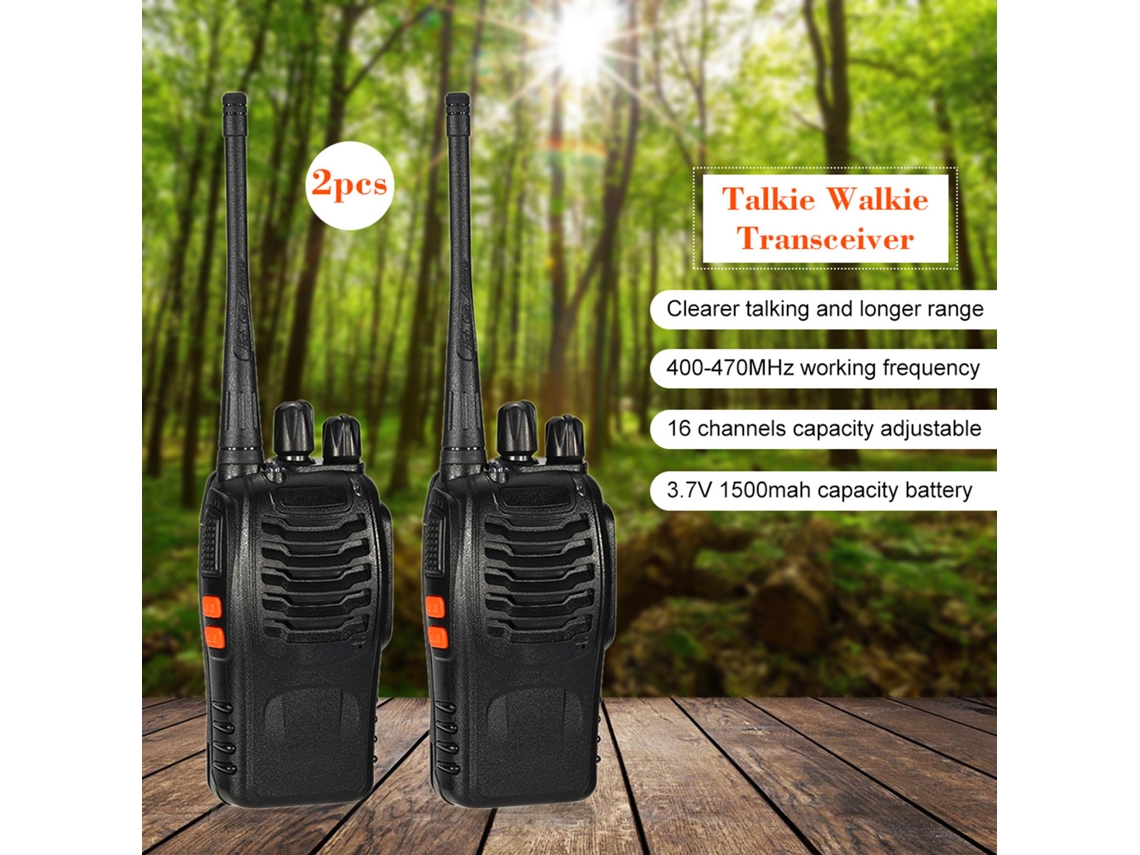 2 Radios Walkie-talkie Uhf De 400-470 Mhz Y 16 Canales Con Batería De 1500 Mah Y Transceptor Con Linterna.