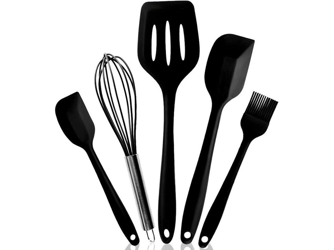 2026da-set De Utensilios De Cocina De Silicona 5 Piezas Resistente Al Calor Sin Bpa Para Cocina Negro
