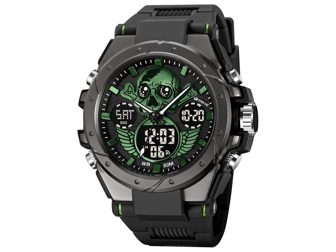 Reloj deportivo MDUG con calavera, luminoso, resistente al agua (largo x ancho x profundidad cm)