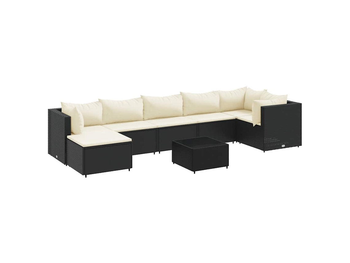 Maison Exclusive - Set De Muebles De Jardín 8 Pzas Y Cojines Ratán Sintético Negro