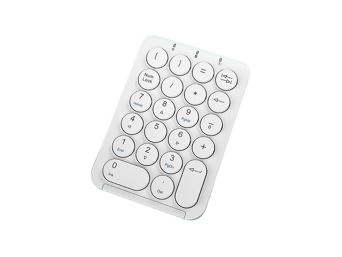 Teclado numérico inalámbrico Bluetooth con teclas redondas, 22 teclas recargables Ly Ebike (blanco)