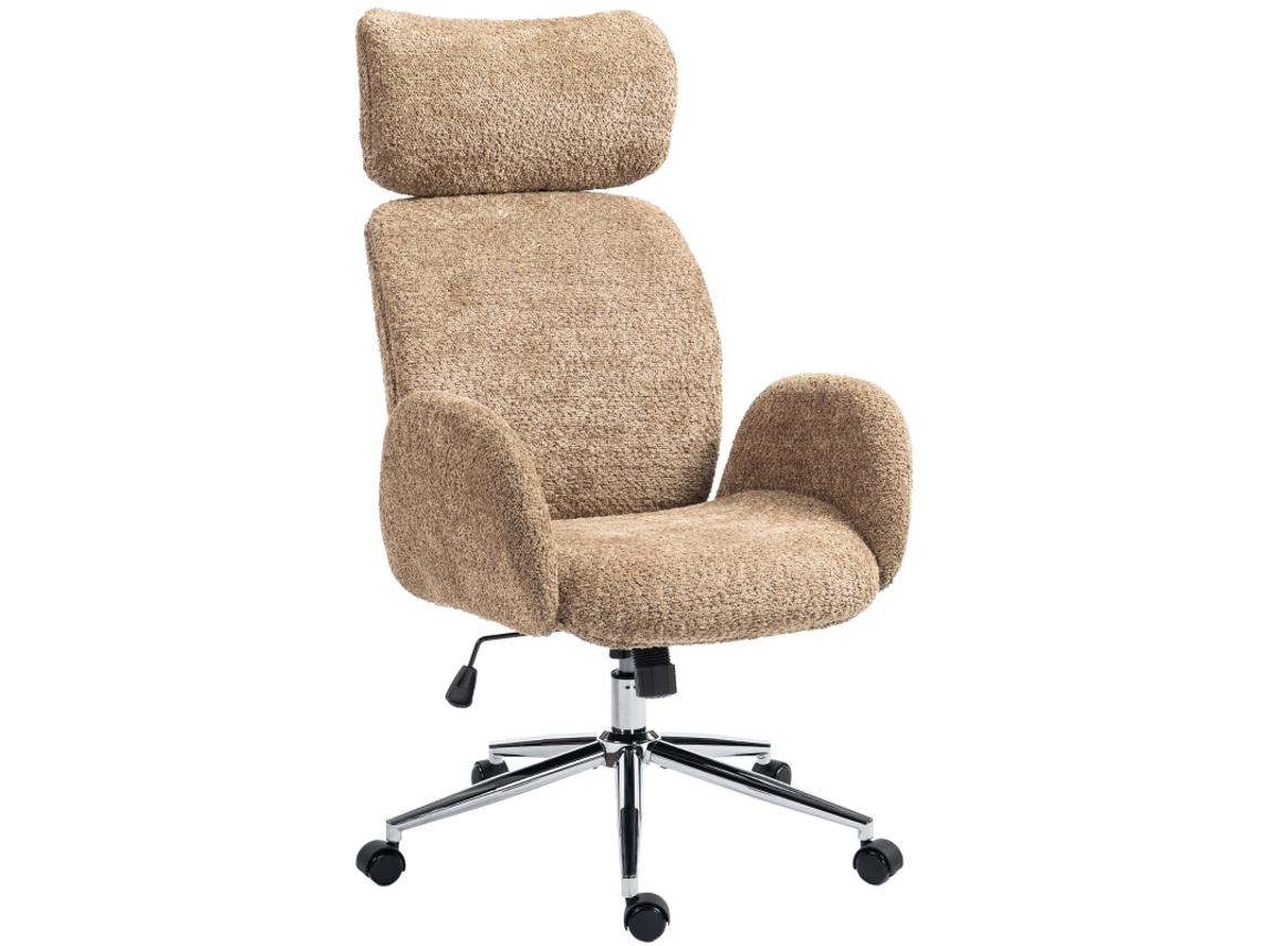 Silla de oficina con reposacabezas ajustable, silla de oficina ergonómica, función de balanceo, altura ajustable, marrón ROLIPO
