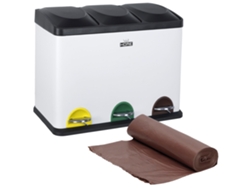 Pack Cubo de reciclaje ecológico 45L 3 compartimentosbolsas de basura 20L WELLHOME