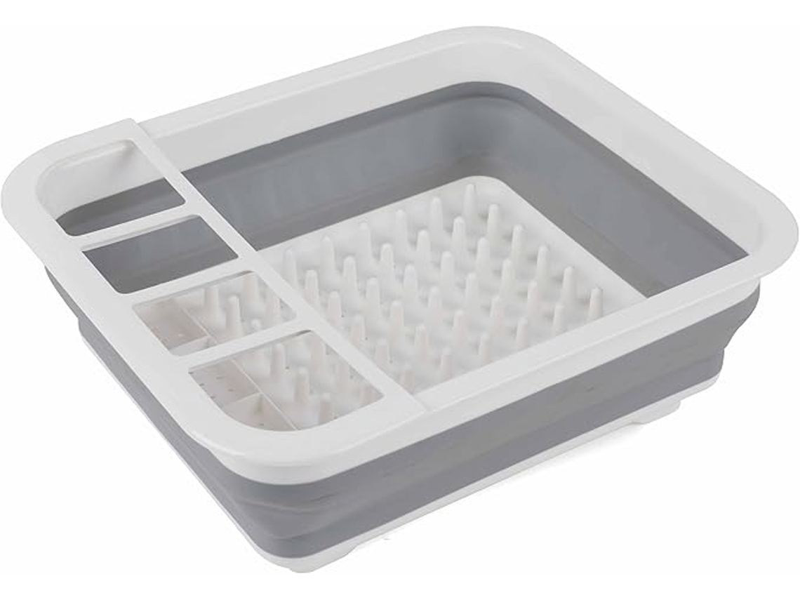 Escurridor De Platos Plegable - Con Separador De Cubiertos - Ahorra Espacio - Resistente A Caídas - Ideal Para El Hogar O Para Acampar