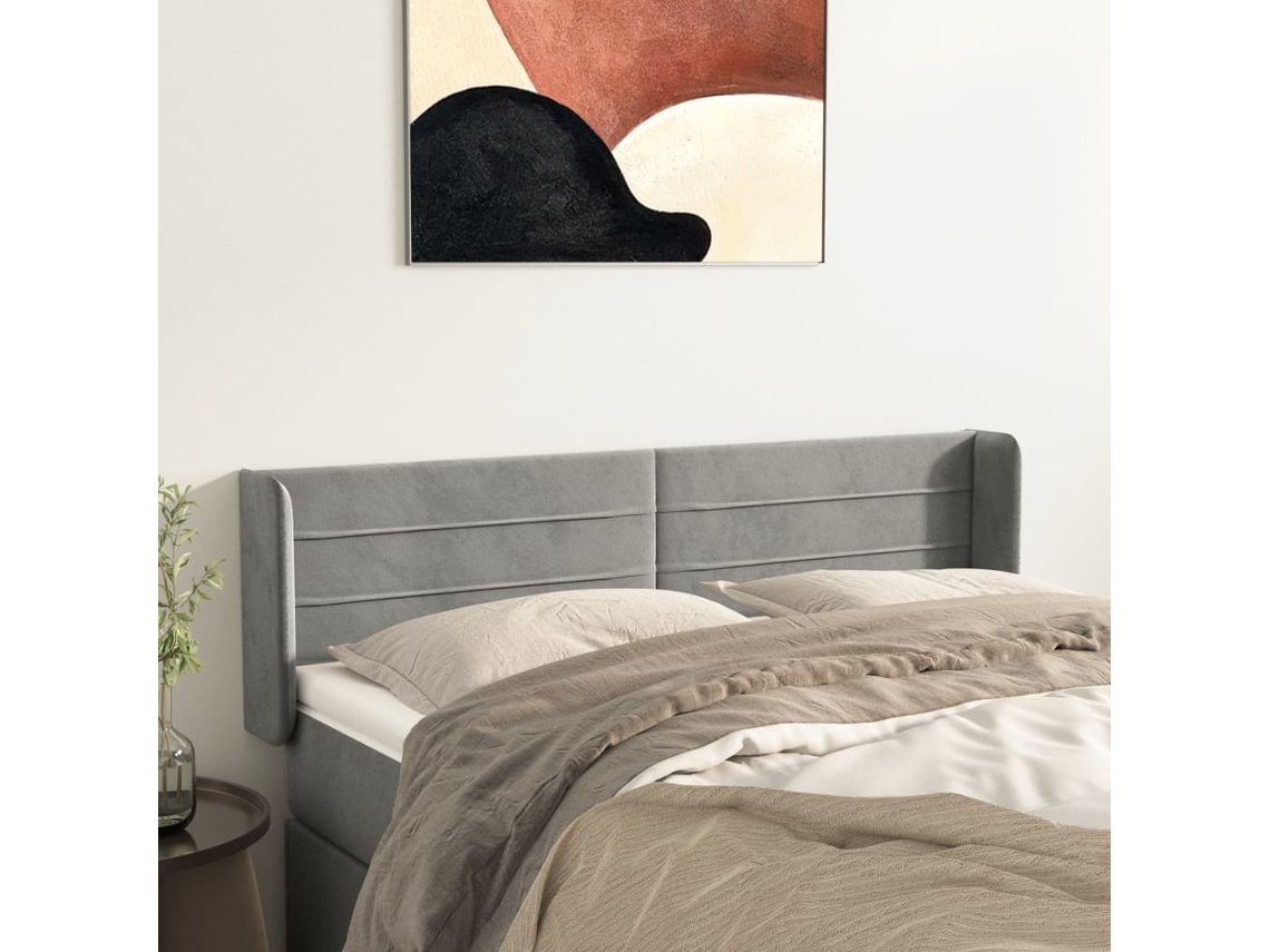 Cabecero De Terciopelo Gris Claro 147x16x78/88 Cm