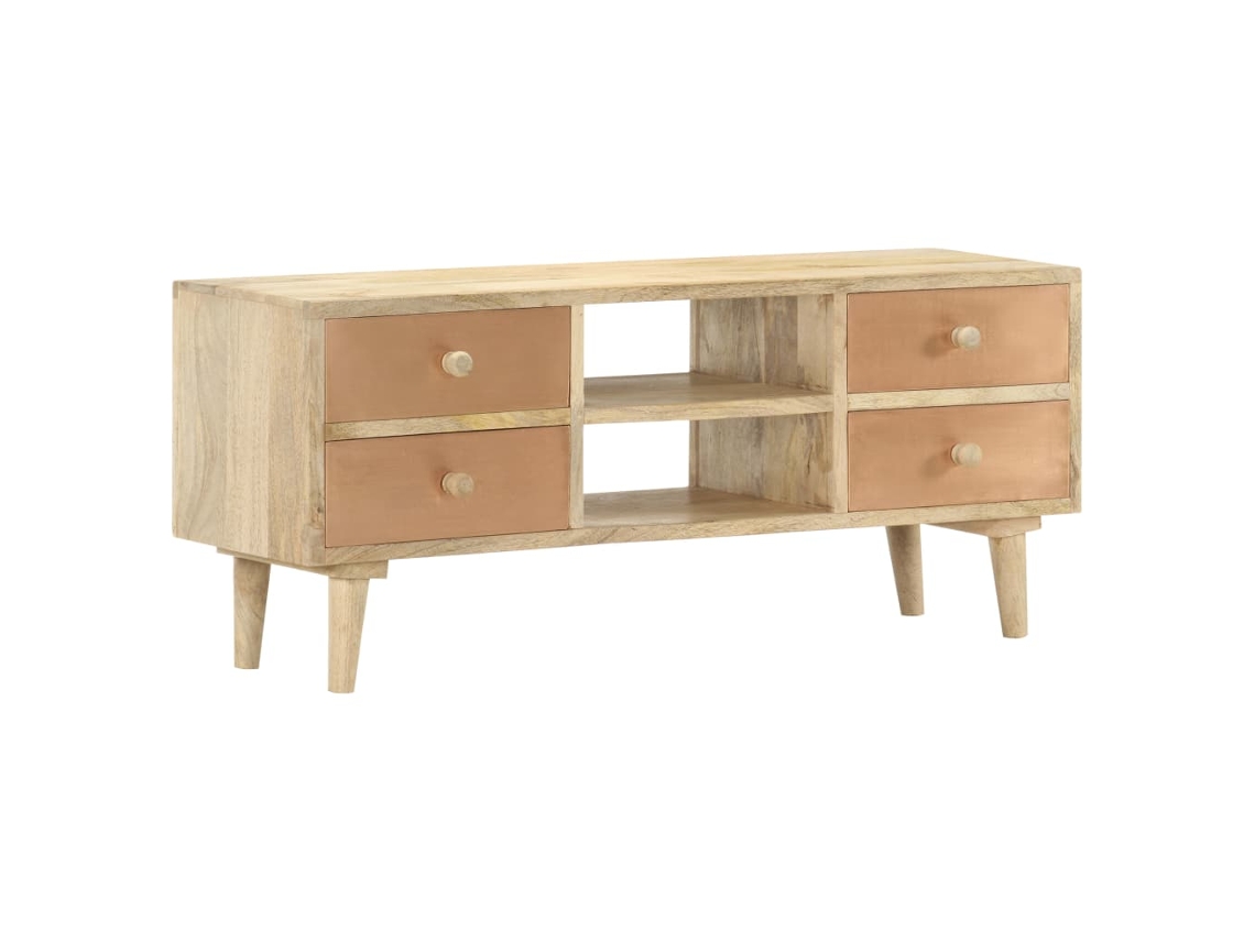 Mueble de Armario Tv 110X30X45 Cm Madera de Mango Maciza