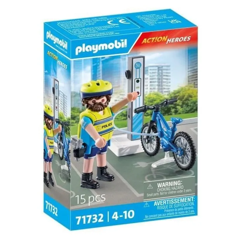 Playmobil 71732 Policía con bicicleta eléctrica y estación de carga