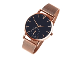 Reloj De Pulsera Para Parejas A La Moda Con Correa De Malla, Movimiento De Cuarzo, Estilo Casual (azul Oro Rosa)
