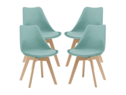 Juego de 4 sillas de comedor Fläten [EN.CASA] estilo escandinavo 82x49x54cm cuero sintético - Verde menta