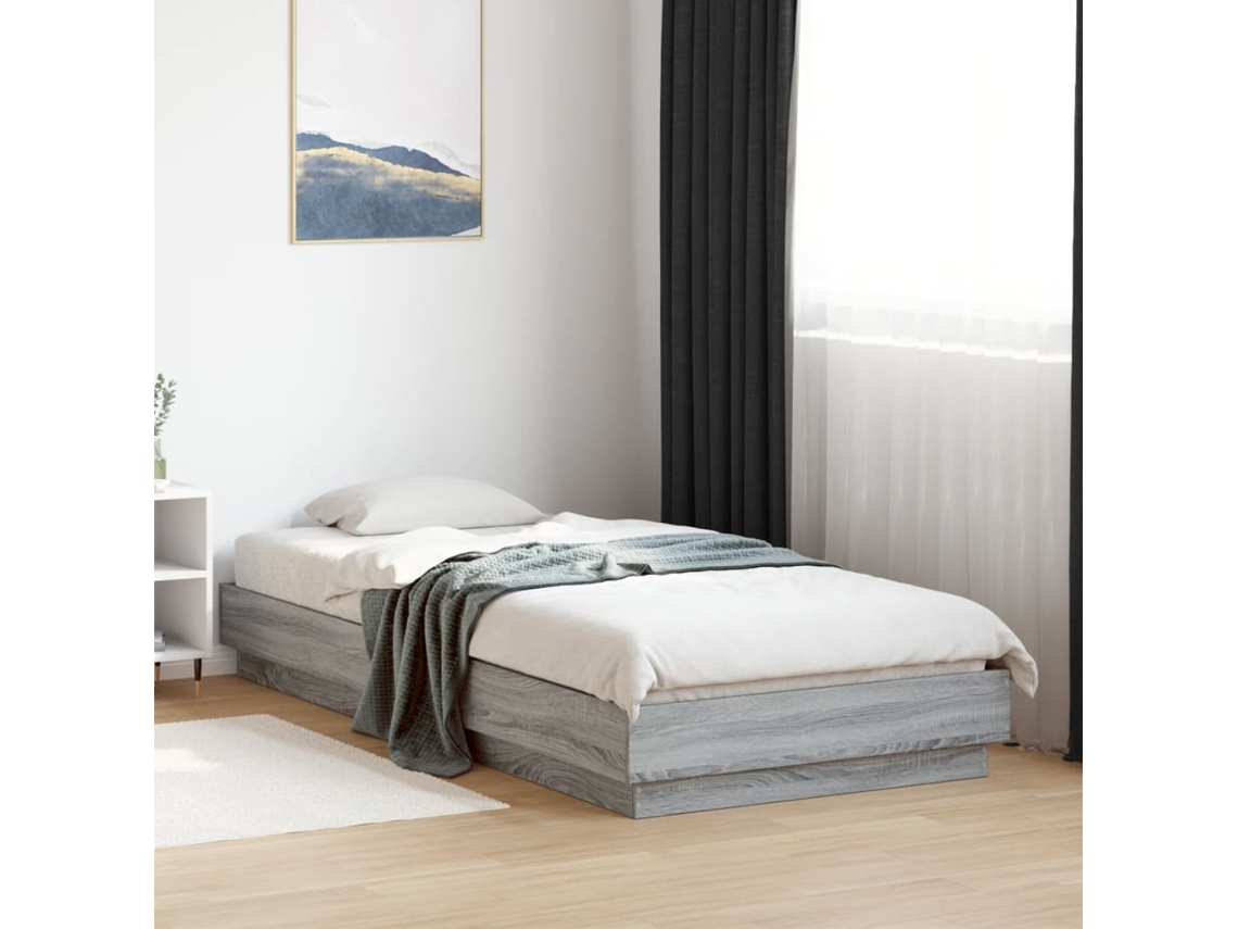 Estructura De Cama Madera De Ingeniería Gris Sonoma 100x200 Cm