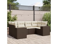 Conjunto de sofá de jardín de 6 piezas con cojines de mimbre marrón de DKD Home Decor