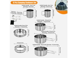 Juego de cocina de camping de acero inoxidable de 12 piezas