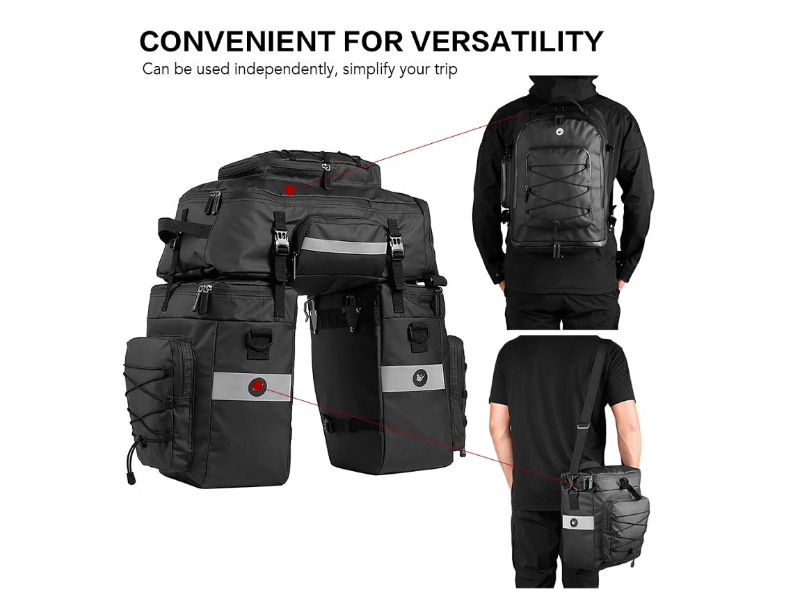 Bolsa trasera para bicicleta 3 en 1 impermeable - Accesorio de ciclismo