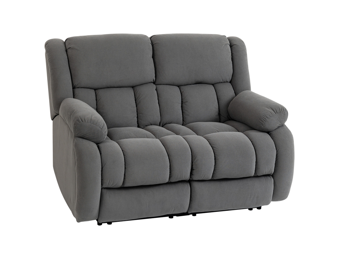 Sillón De 2 Plazas Relax Reclinable Manual Sillón Relax Tapizado En Terciopelo Reposapiés Ajustable Asiento Amplio Gris
