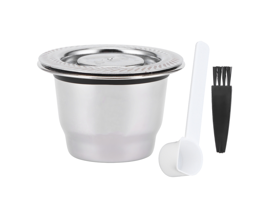 Juego De Cápsulas De Café Reutilizables, Acero Inoxidable, Cuchara Y Cepillo - Accesorio Para Cafetera
