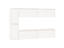 Mueble de TV de 6 piezas, madera maciza de pino, blanco, EXCLUSIVO DE LA CASA