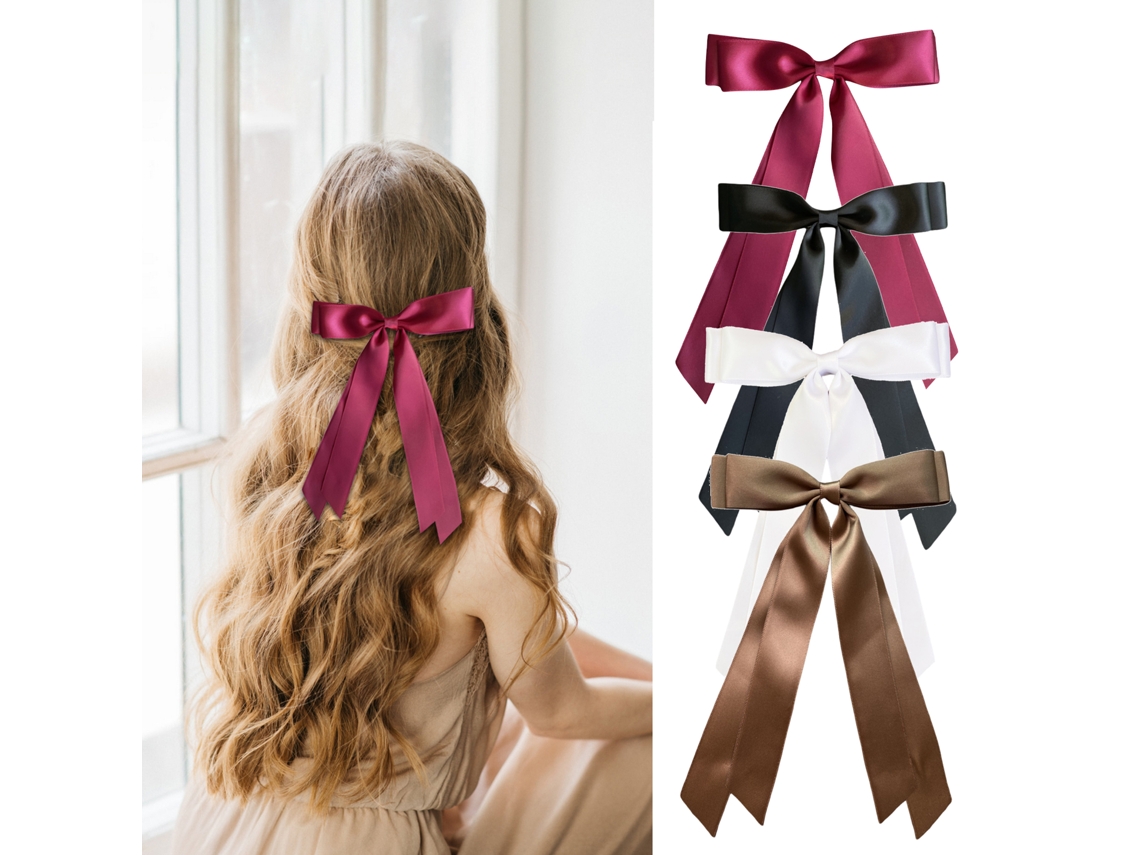 Lazo Para El Cabello De Mariposa De Dos Capas Con Cinta De Seda Satinada Para Mujeres Y Niñas.