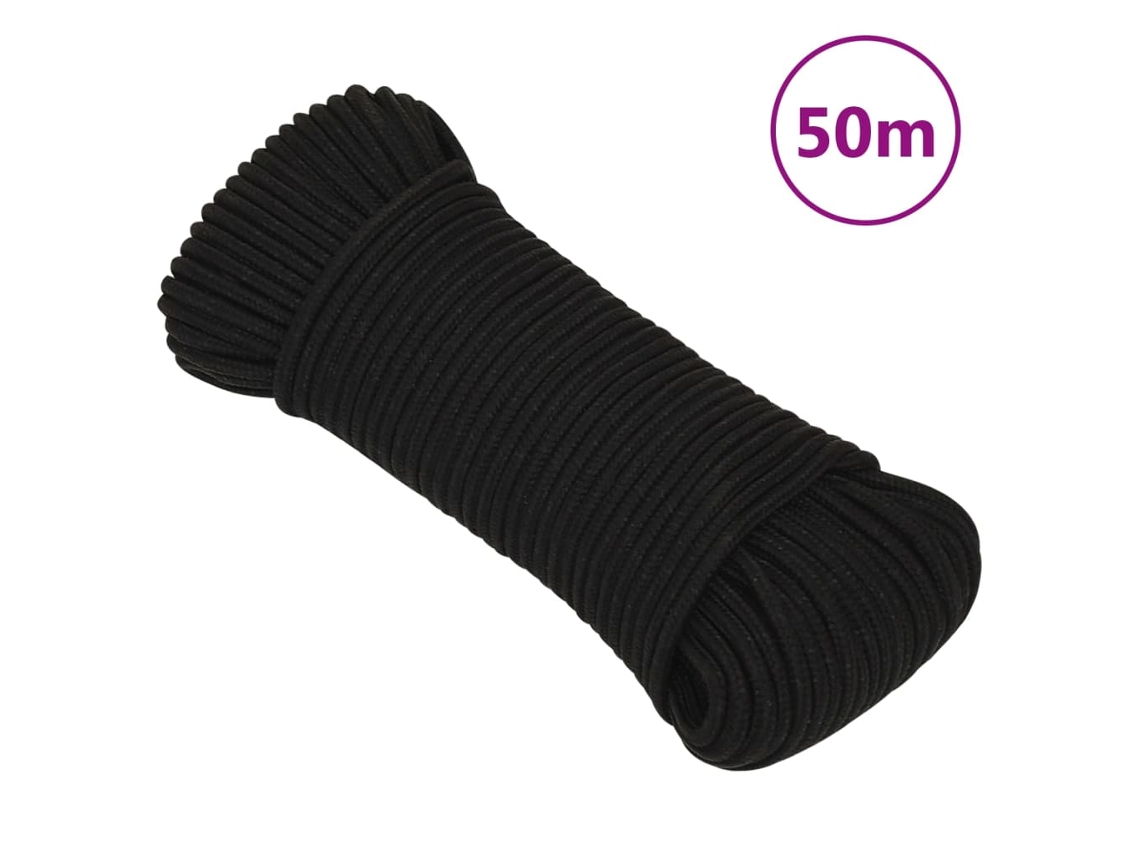 Cuerda De Trabajo Poliéster Negro 5 Mm 50 M