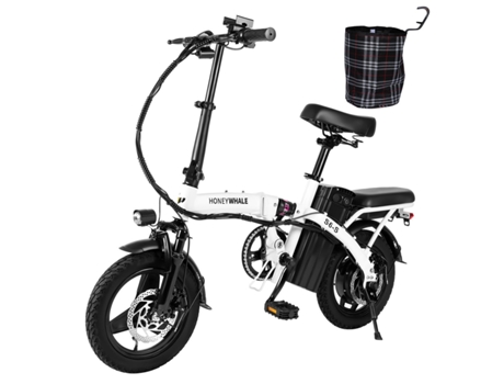 HONEY WHALE S6-S Bicicleta eléctrica Potencia 350W Batería 48V10.4Ah Alcance 40Km Frenos de disco Blanco