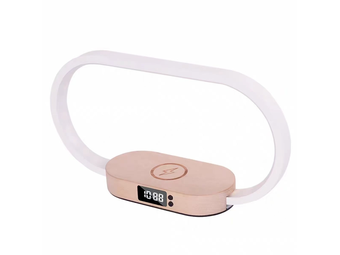 VIVILIYYA Lâmpada De Mesa Led Com Carregador Sem Fio 10w, Lâmpada De Cabeceira Com Toque, Porta Usb, Dimmer Contínuo, Luz Noturna, Relógio Digital E Lâmpada De