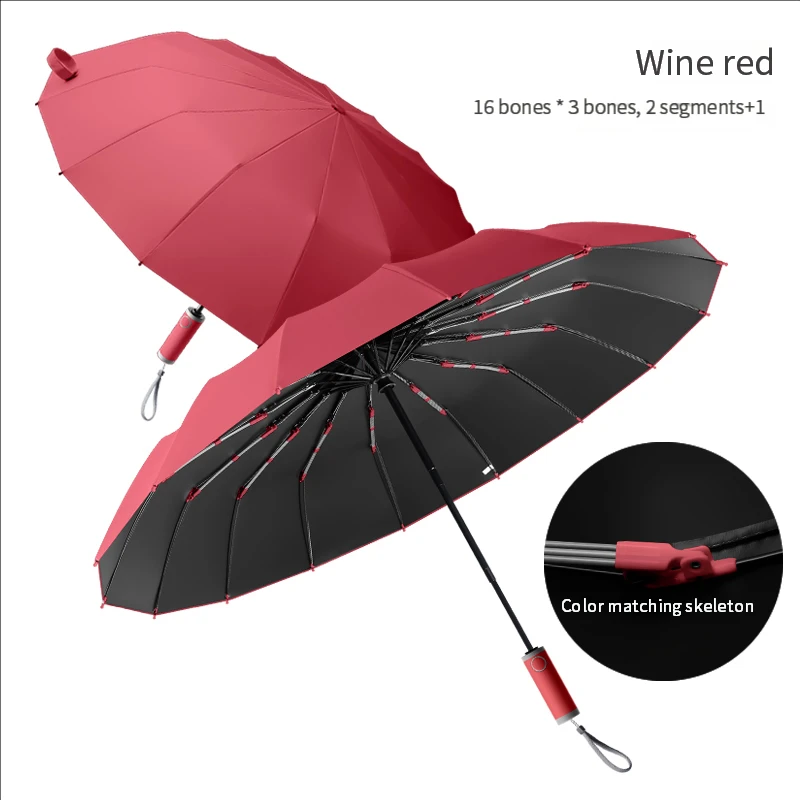 (burdeos 16k) Parasol Grande Automático De 16 Varillas, Parasol De Doble Uso.