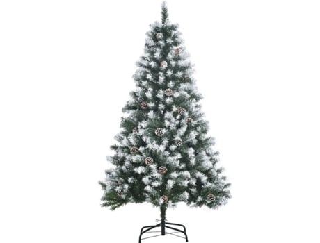 Homcom De Navidad artificial 150 cm con 676 ramas y 41 piñas hojas pvc efecto nieve apertura base plegable soporte para 830378 85x85x150