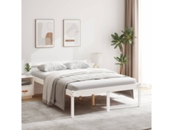 Cama Senior Sin Colchón Madera Maciza De Pino Blanco 140x190 Cm