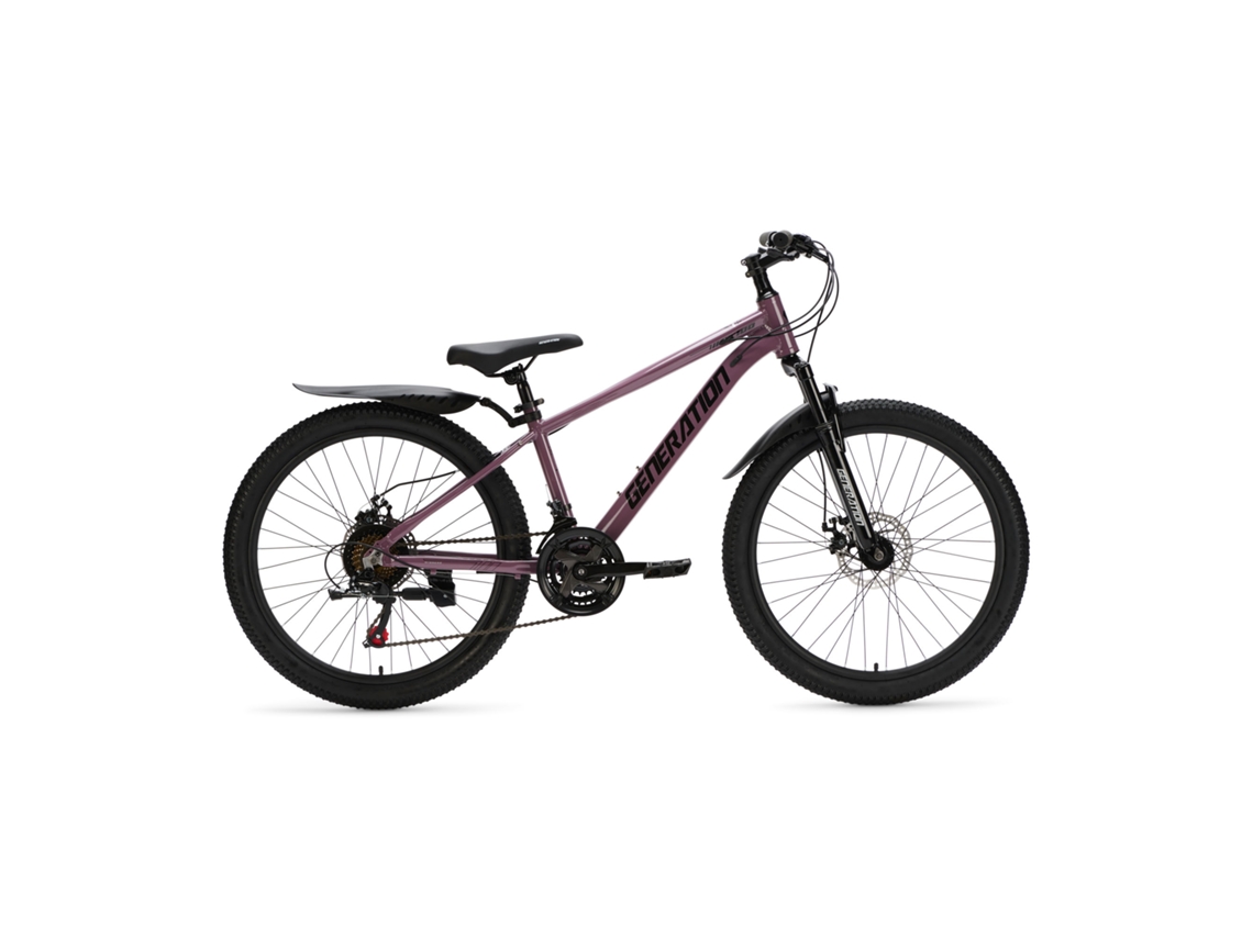 Bicicleta infantil Generation GT100 de 24 pulgadas, color morado, con guardabarros.