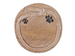 Lápida Funeraria Para Mascotas Hecha A Mano Con Huella De Pata En Resina Color Arena.
