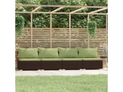 Sofá de jardín de 4 plazas con cojines DKD Home Decor, mimbre marrón