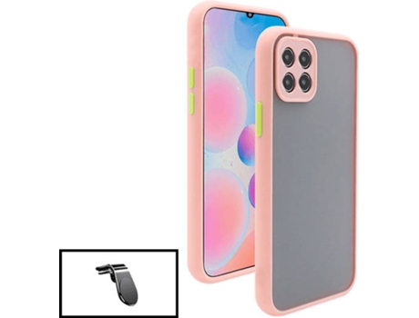 Kit Funda Antichoque y Soporte Magnético de Coche L Safe Driving Samsung Galaxy A22 5G PHONECARE Rosa