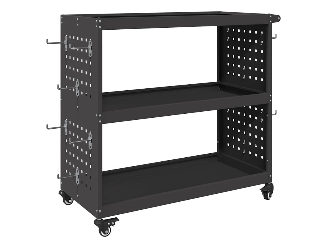 Maison Exclusive - Carro De Herramientas Con Estante Negro 75 X 35 X 73 Cm