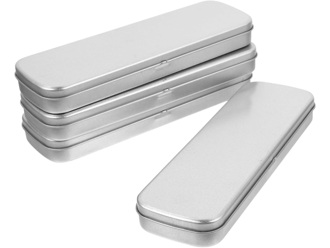 Estuche Multifuncional Para Lápices, Color Gris Plateado, Para 4 Piezas.