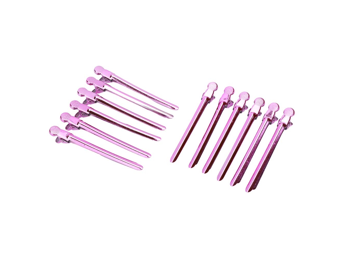 12 Clip De Pelo De Acero Inoxidable Para Tinte Y Estilo Peluquería Sectioning Pinza Morado Rosa