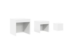Mesas empotradas de 3 piezas, madera procesada, blanco, MAISON EXCLUSIVE