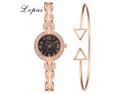 Reloj De Cuarzo Para Mujer Con Brazalete De Aleación Ivpai Estilo De Lujo Oro Rosa Negro