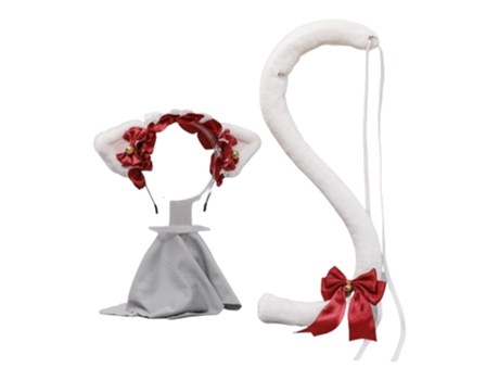 Juego De Cola De Gato Triangular Con Orejas De Gato - Polvo Blanco Rojo Vino Juego De Cola De Gato Triangular Con Orejas De Gato - Polvo Blanco Roj...
