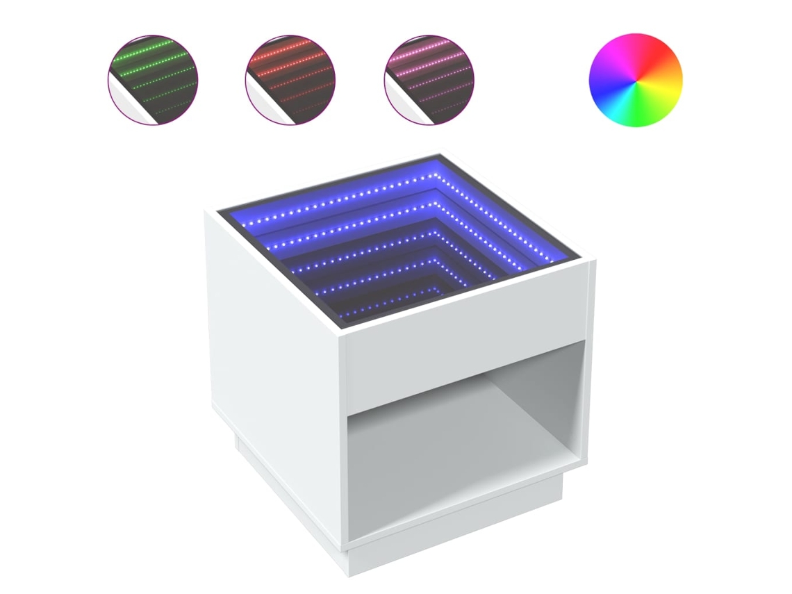 Mesita de noche Maison Exclusive con luces LED en blanco (50 x 50 x 50 cm)