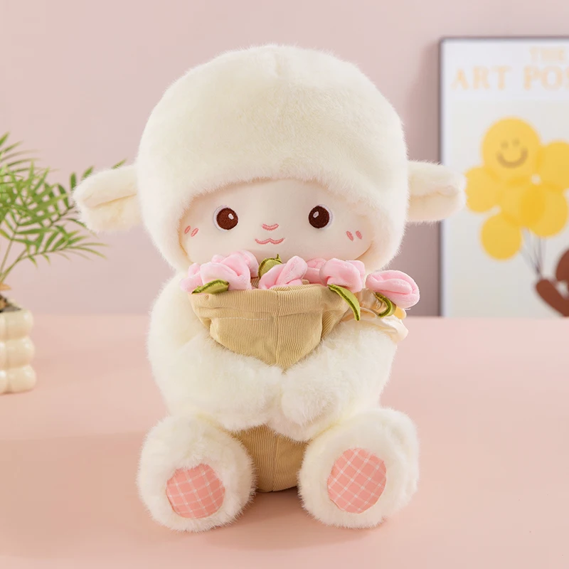 (rosa, 25 Cm) Mini Peluche Con Flores Desmontables.