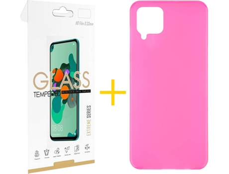Kit Funda + Protector de Pantalla Samsung Galaxy A22 4G SKYHE Liso (Rosa)