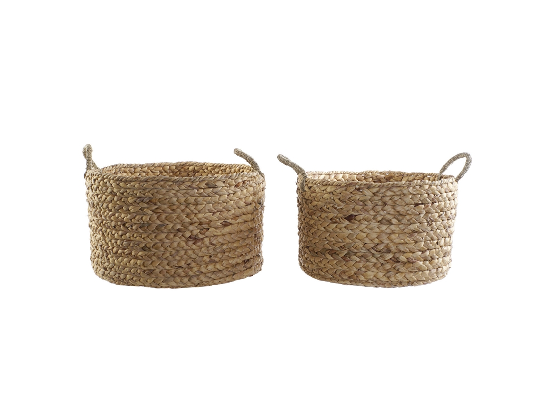 Set 2 Cesta Junco Natural Marron 51x51x30cm