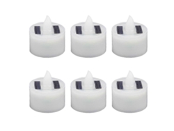 Omni-6 Lámparas De Vela Solar Eléctricas Led Decorativas Atmósfera Romántica Sin Llama Ecoamigables Para Fiesta Hogar 3,7x3,6 Cm Blanco