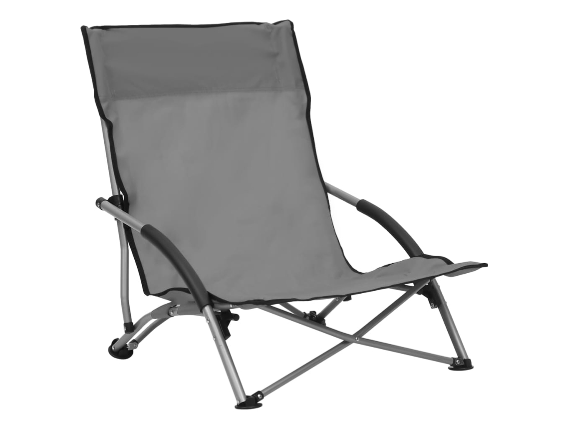 Maison Exclusive - Sillas De Playa Plegables 2 Unidades Tela Gris