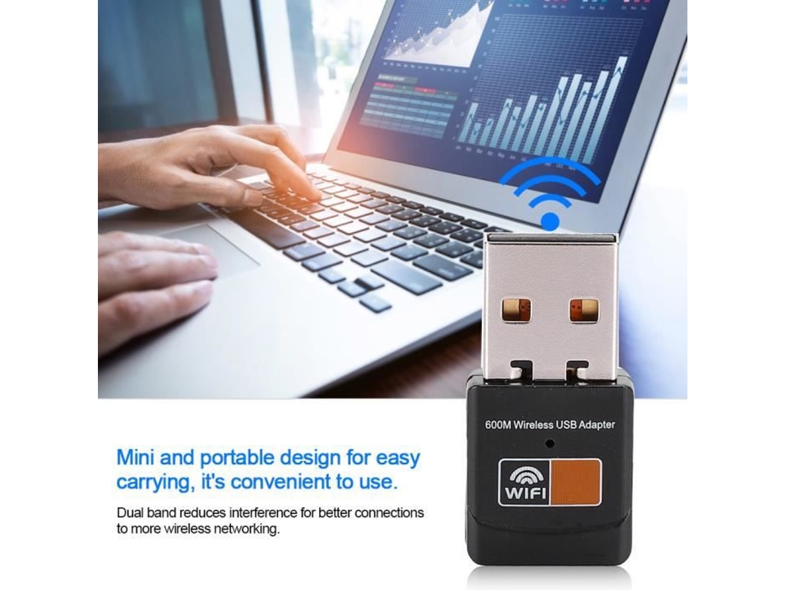 HURRISE Tarjeta de red con cable USB Wifi 600Mbps 2.4G-5G Banda dual para transmisión de juegos y películas HD