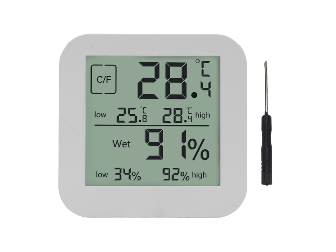 Termómetro, Higrómetro Y Temporizador Con Pantalla Táctil Lcd Iluminada Para Cocina - Blanco