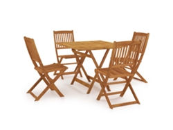 Juego de 5 piezas de vajilla plegable para jardín en madera de acacia. Exclusivo de Maison.