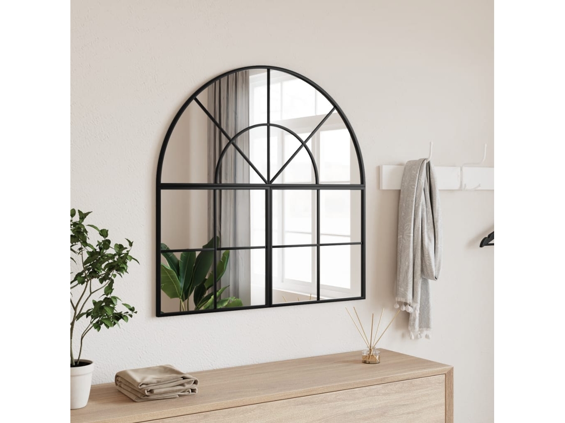 Espejo de pared arco de hierro negro 80x80 cm N/A