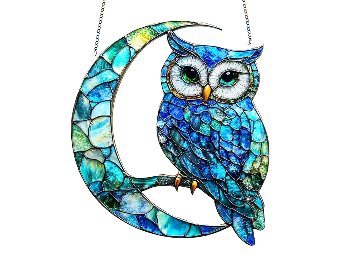 Búho decorativo de colores para ventana, 20 cm