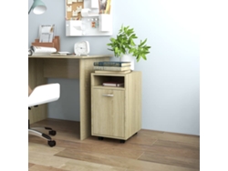 Mueble de Apoyo Con Ruedas 33x38x60 Cm Madera Contrachapada Tallada. Sonoma